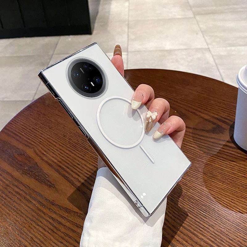 Fine Ring Magnetic Attraction Is Suitable for Huawei Mte70pro + Mobile Phone Case PC High Transparency Mte60 Non-yellowing Simple Hard Case