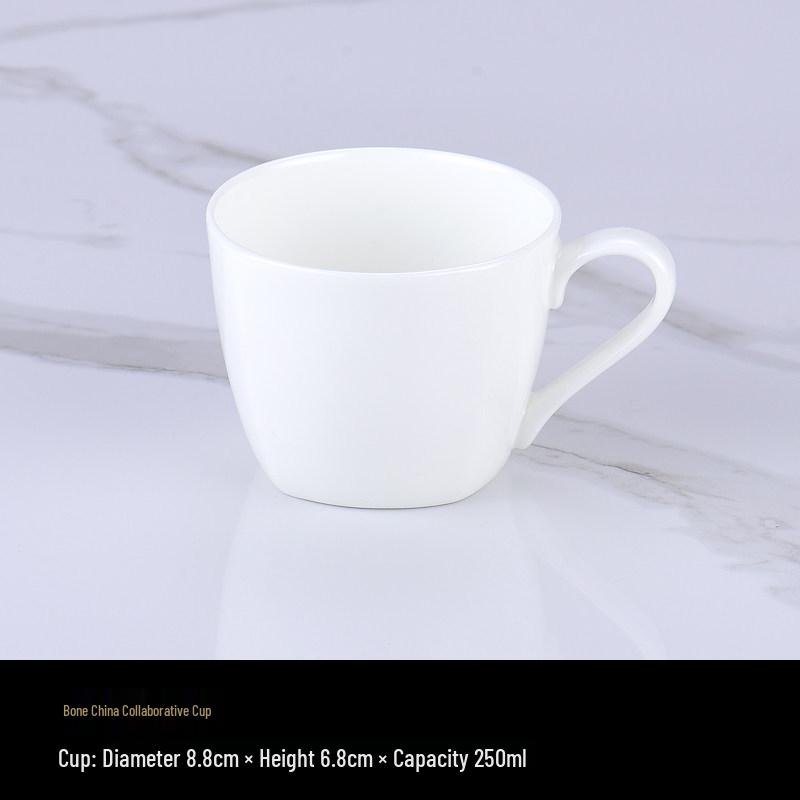 Luxurious Bone China Gold Rim Coffee Cup & Saucer Set - Pure White Ceramic English Style for Hotels and European Coffee Service
