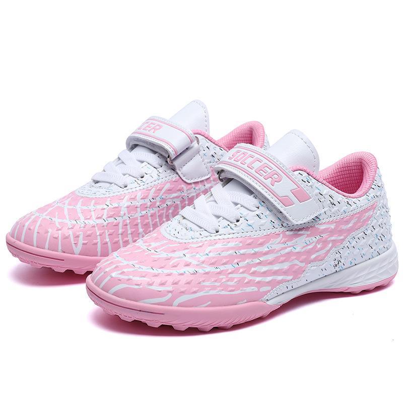 Children'S Football Shoes Velcro Leather Feet Boys Shoes Girls Shoes Tf Broken Nails Student Game Training Sneakers