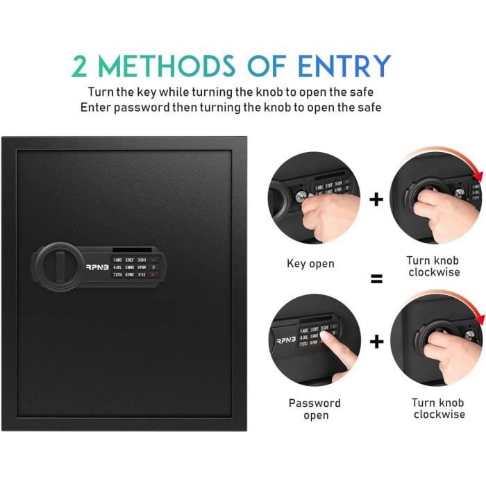 Coffre-fort - RPNB - 43L - Acier Renforcé - Code Digital - Installation Facile