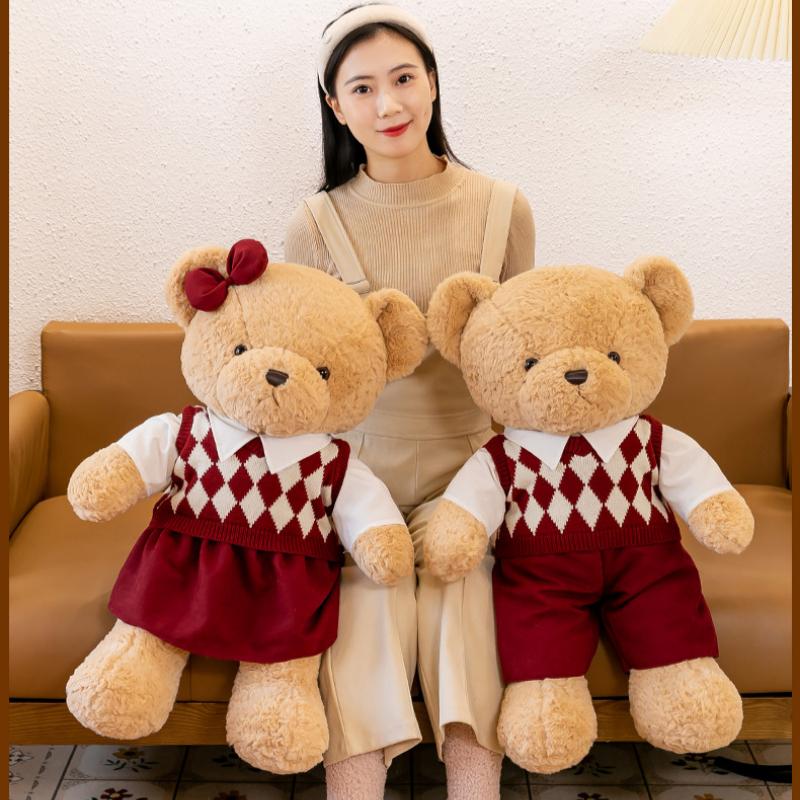 Couple Teddy Bear Doll Plush Toy Bed Sleeping Pillow Doll Children Girl Gift