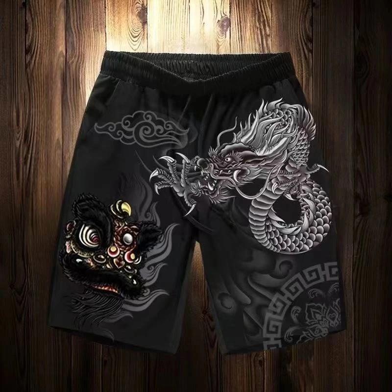 Dragon Lion Chinese Muay Thai Kickboxing Boxing Training Print Shorts Martial Art Boxer Unisex Men Women Kid Pants Fighting Fitness Gym Sport Workout