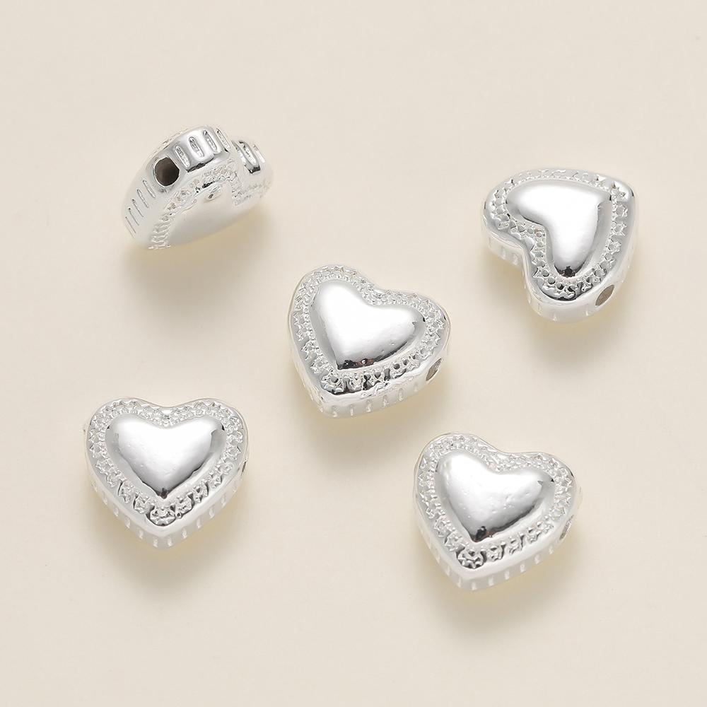 2Pcs/Pack 14/18K Gold Color Plated Heart Shape Charms Spacer Beads for Handmade DIY Necklace Jewelry Making Accessories