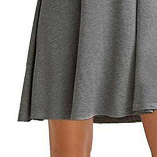 Women Dress Simple O Neck Short Sleeve Solid Color Summer Dress for Daily Wear