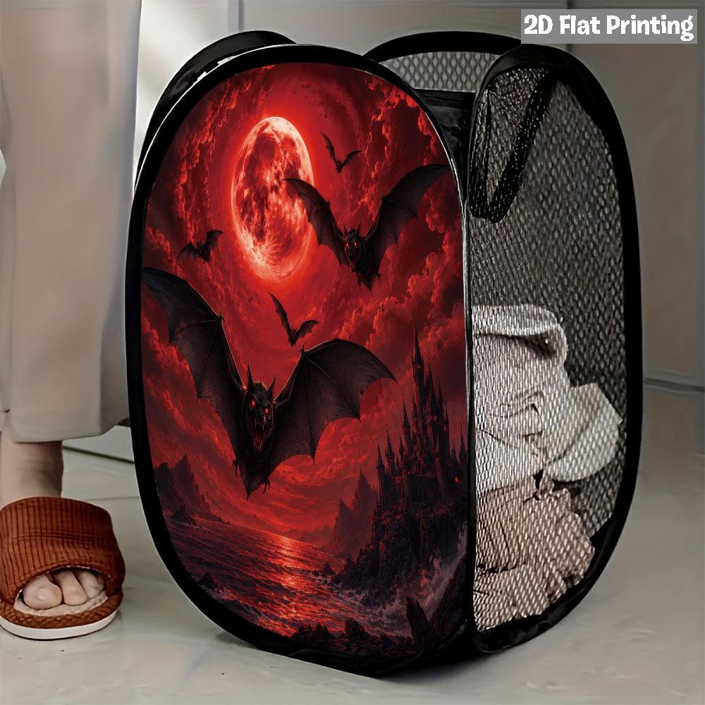 1Pcs Halloween Series 4 Pop-Up Laundry Hamper Expandable Mesh Hamper Basket for Room Bedroom Bathroom Organization Contemporary Storage