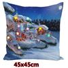 Weihnachten Leuchtende Lichterketten LED Kissenbezug 45x45cm Weihnachtsmann Elch Schnee Polyester Kissen Zuhause Geschenk Dekoration
