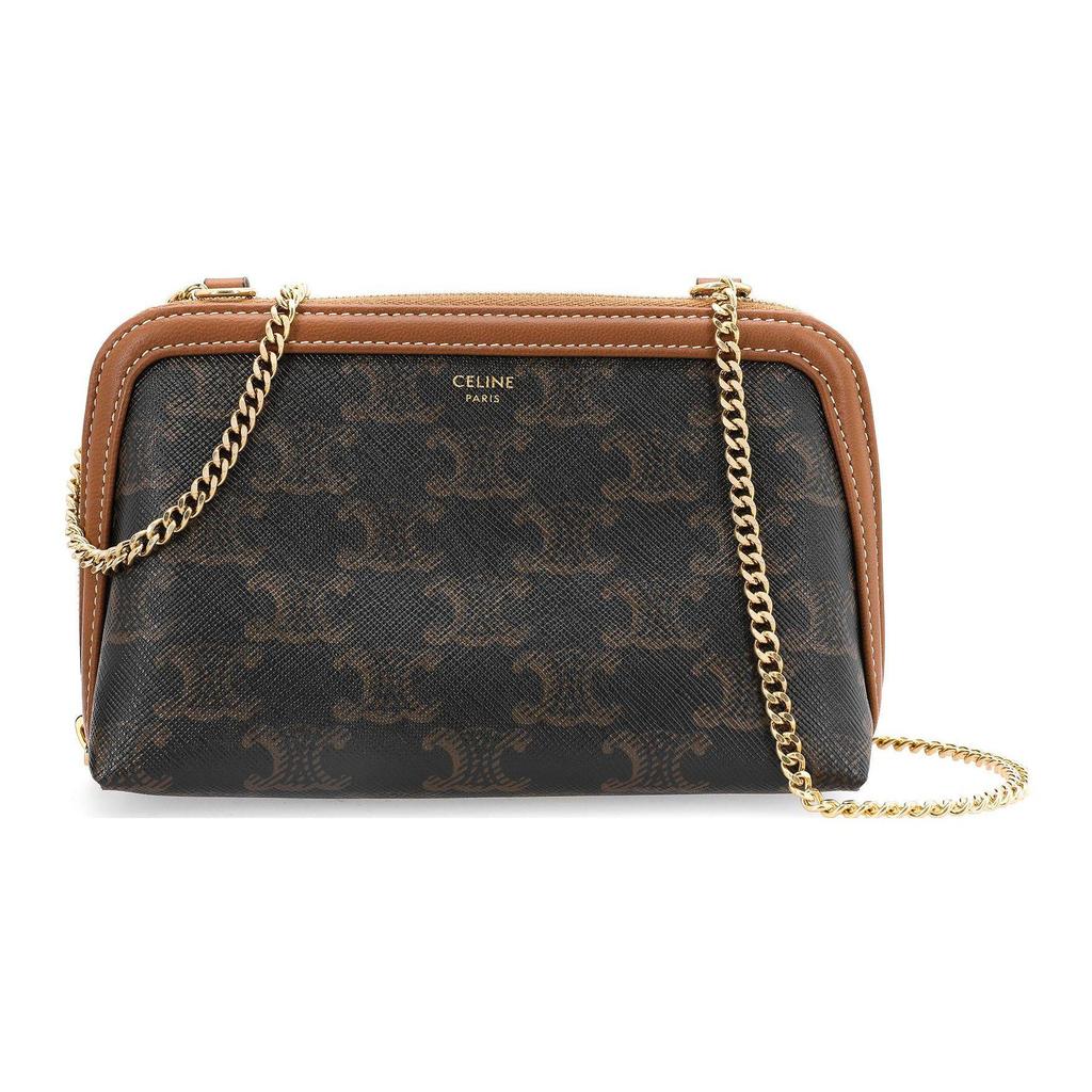 Celine Cuir Triomphe Monogram Classic Print Shoulder Bag Women Shoulder Bag Brown 10E382CBX-04LU
