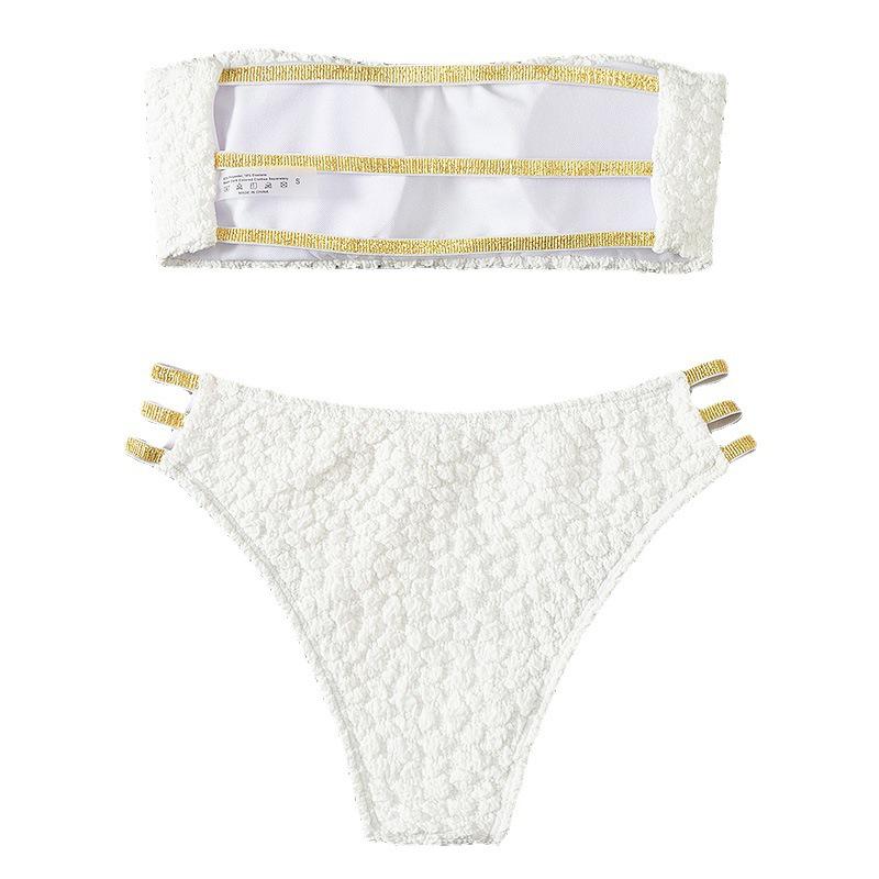 2025 Women's Strapless Cutout High Waist Thong Bikini Set - Brazilian Beachwear Swimsuit