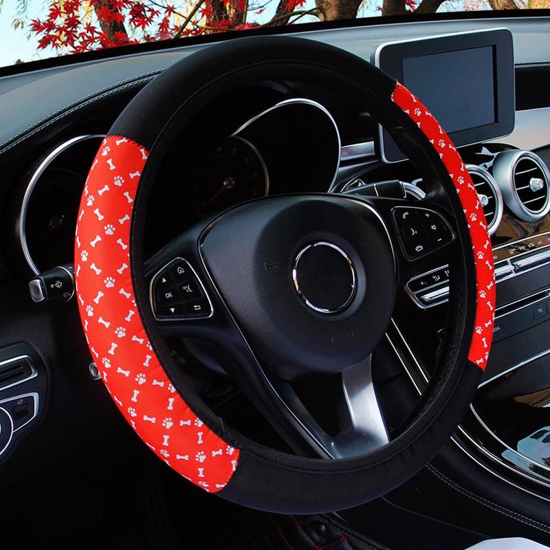 Cars Steering Wheel Braid Cover Knitted Fabric Car Covers Fashion Color Print Steering Wheel Cover Soft Auto Accessories
