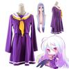 Breathable No Game No Life Shiro Cosplay Dress Shirt Tie Set With Perfect Stitches