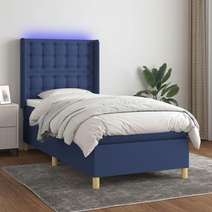 VidaXL Slat Bed Base with Mattress and LED, Upholstered Bed, Single Bed, Adult Bed for Interior Bedroom, 3139171