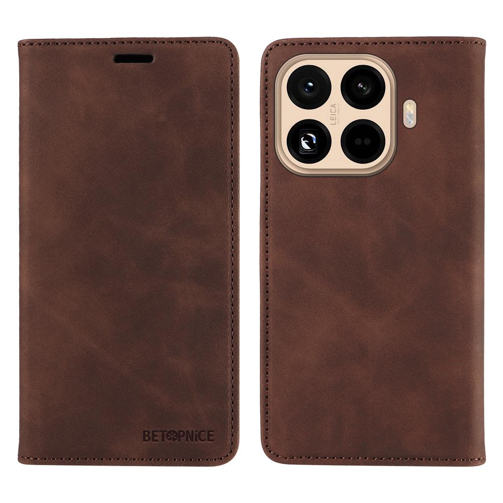 Pro pouzdro Xiaomi 15T Pro BETOPNICE Magnetické zavírání RFID blokující peněženka Stojánek Kožený kryt na telefon