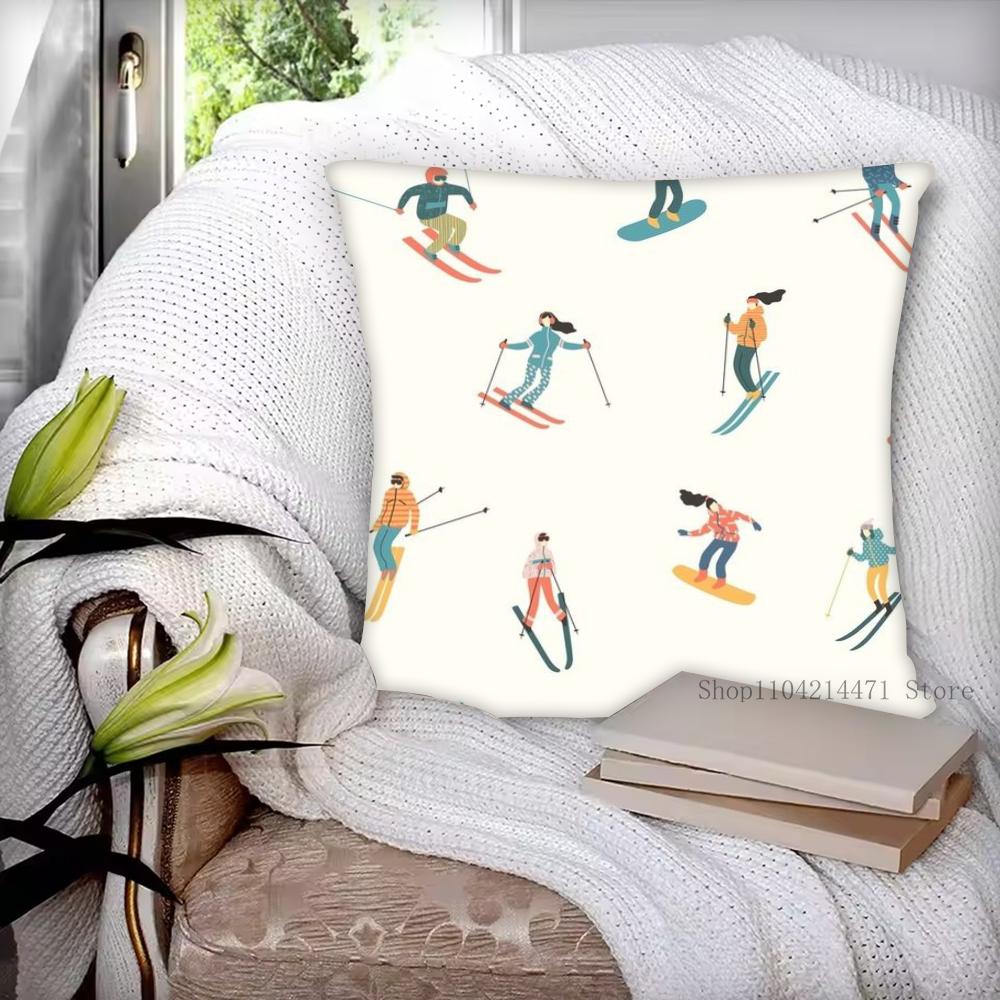 1Pc Ski Resort Prop Pattern Pillow Case Square Bedroom Sofa Leisure Comfort Cushion Car Living Room Home Decoration