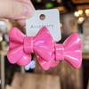 Korean Pink Rose Bow Hair Clip  for Women Vintage Elegant Solid Color Side Clip Duckbill Clip Barrettes Hair Accessories