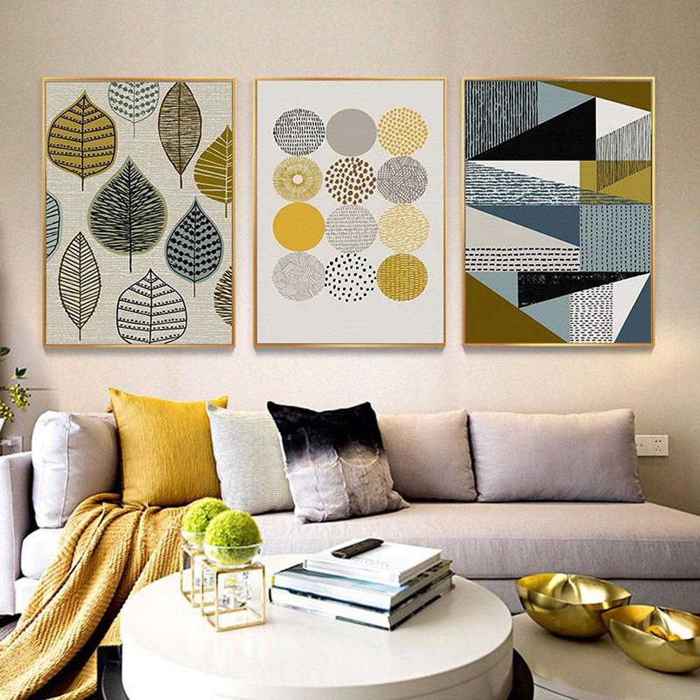 Abstract Colorful Leaves Canvas Painting Retro Green Plant Poster Print Fashion Decor Square Wall Art Picture For Living Room HD