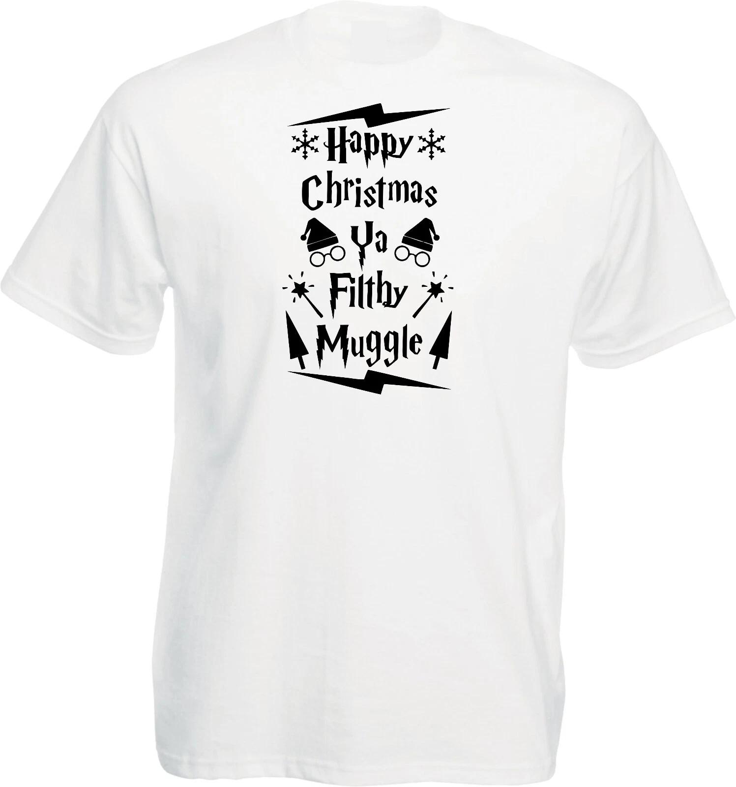 Happy Christmas Ya Filthy Muggle 100% Cotton T-shirt Mens Tees Top, Hocus Pocus Shirt, Unisex Tee Top 3XL