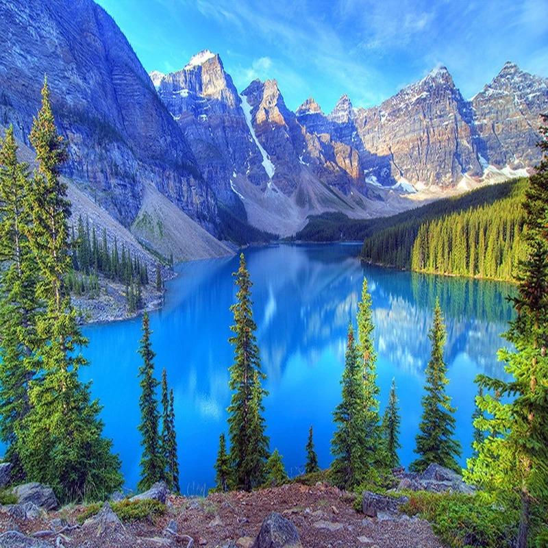 Natural Scenery 3d Photo Wallpaper Snow Mountain Forest Lake Wall Mural Living Room Sofa Tv Backdrop Wall Papers