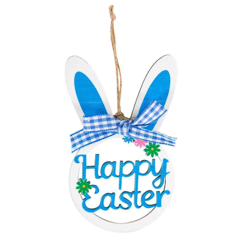 

Пасхальный кролик елочное украшение деревянные подвесные украшения кролик с клетчатым бантом веревка дерево красочный весенний домашний декоративный садовый декор