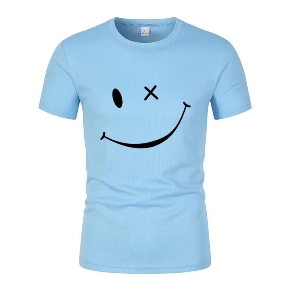 Quick-Drying Breathable Solid Color Men'S New Fashion  Funny  Print Short-Sleeved T-Shirt Casual Street Tops For Men