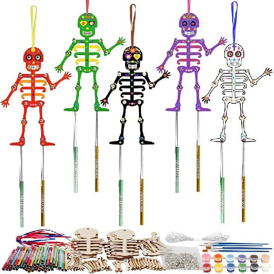 Fennoral 27 Pack Hummingbird Wind Chime Craft Kit for Kids Make Your Own Hummingbird Craft Wooden Ornaments for Girls and Boys DIY Crafts Activity