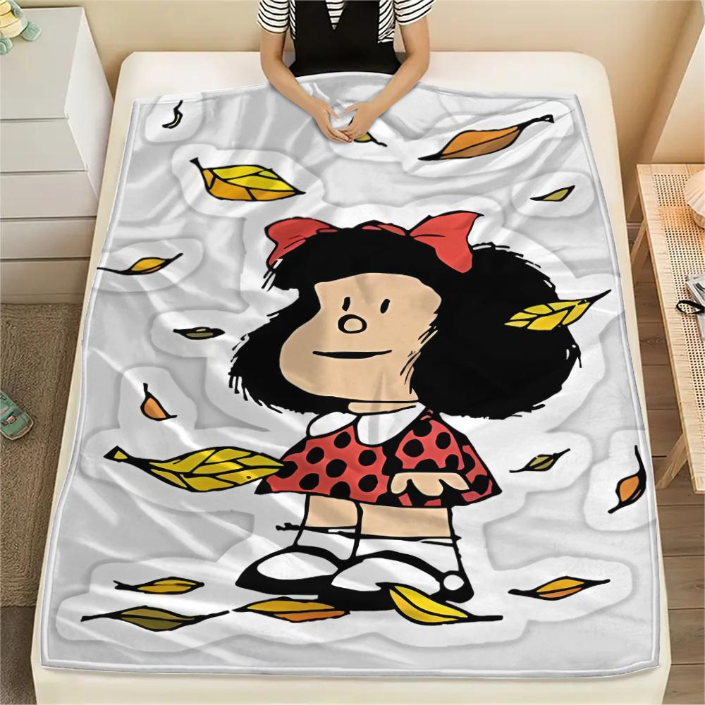 1pz Coperta in Flanella con Stampa Mafalda, Alta Qualità per Tutte le Stagioni, Arredamento per la Casa, Calore e Comfort, Perfetta per Regali di Natale