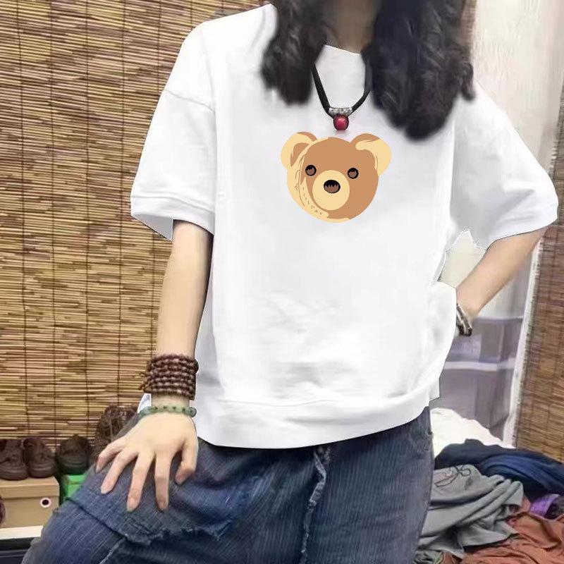 Women's 100% Cotton Casual Short Sleeve Loose Fit T-Shirt - Trendy Plus Size Print Design