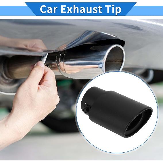 Slant Exhaust Tip, 1.2" - 2.4" Inlet 3.4" Outlet 5.3" Length Tailpipe Universal for Car Bolt on Stainless Steel Matte Black
