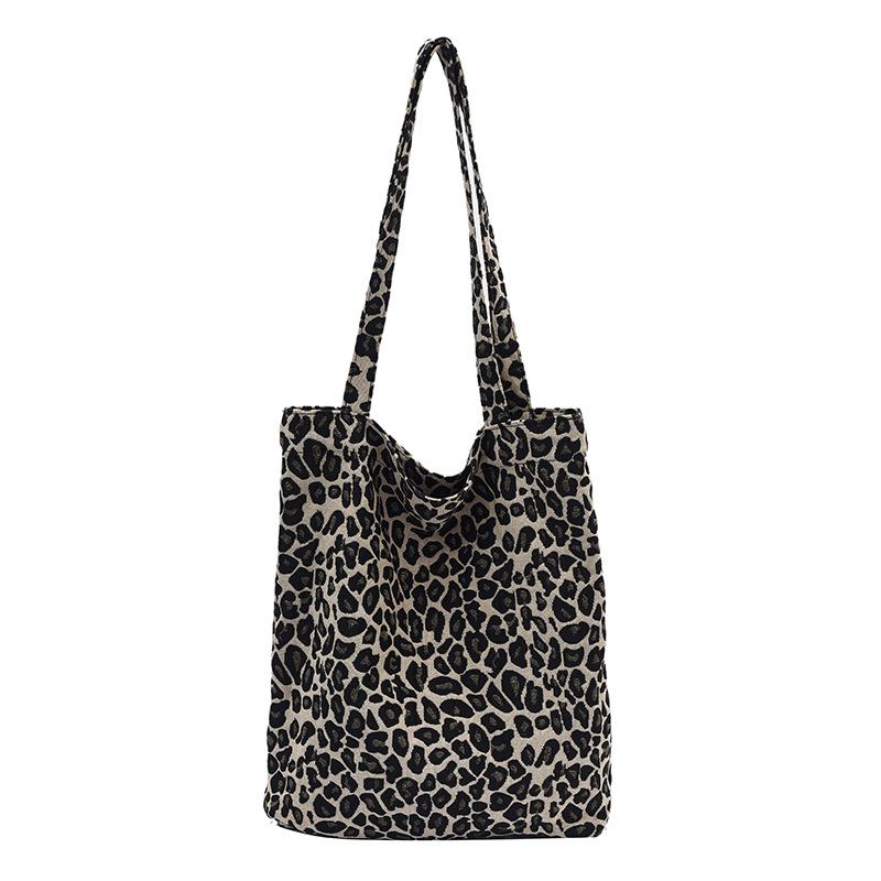 Borsa morbida da pendolare ad alta capacità autunno inverno 2026 borsa retrò in tela moda donna borsa a tracolla ascellare con stampa leopardata