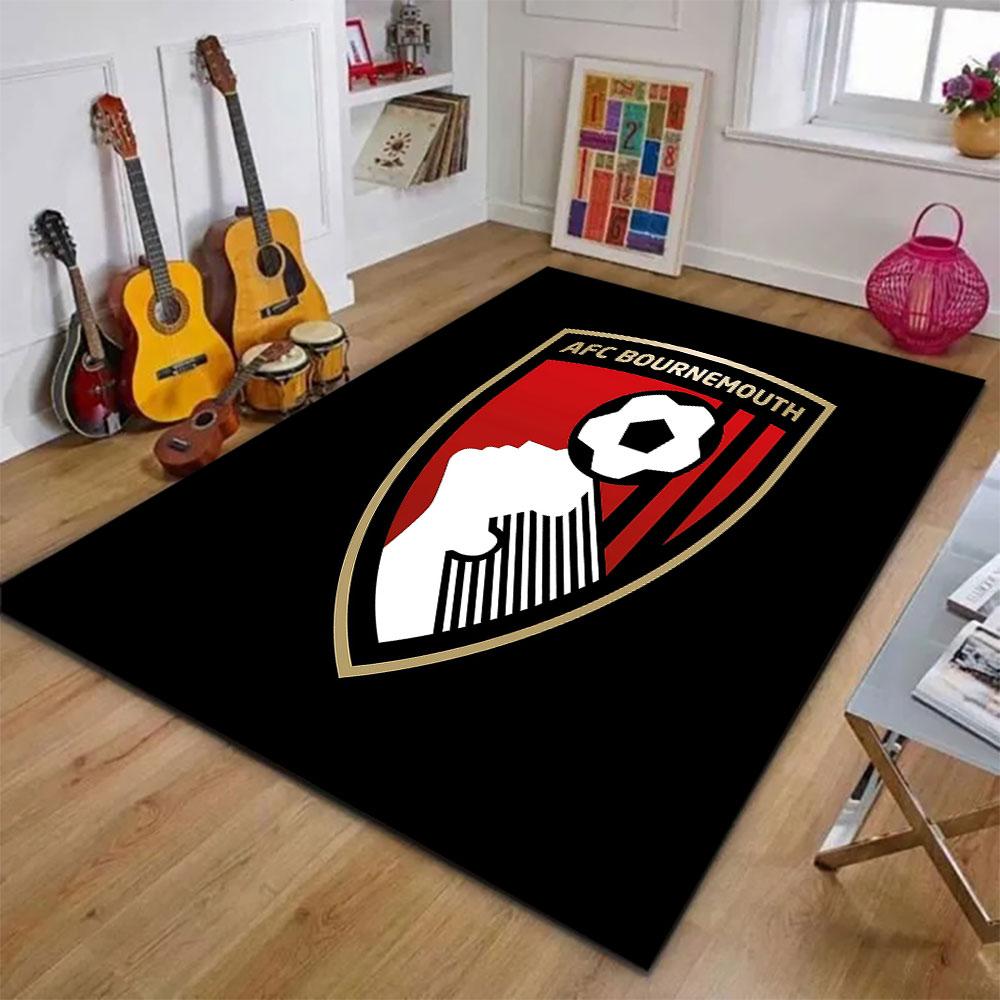 AFC Bournemouth Soccer Crest Design Patterned Carpet, Suitable As a Non Slip Play Mat for the Living Room and Bedroom Sofa