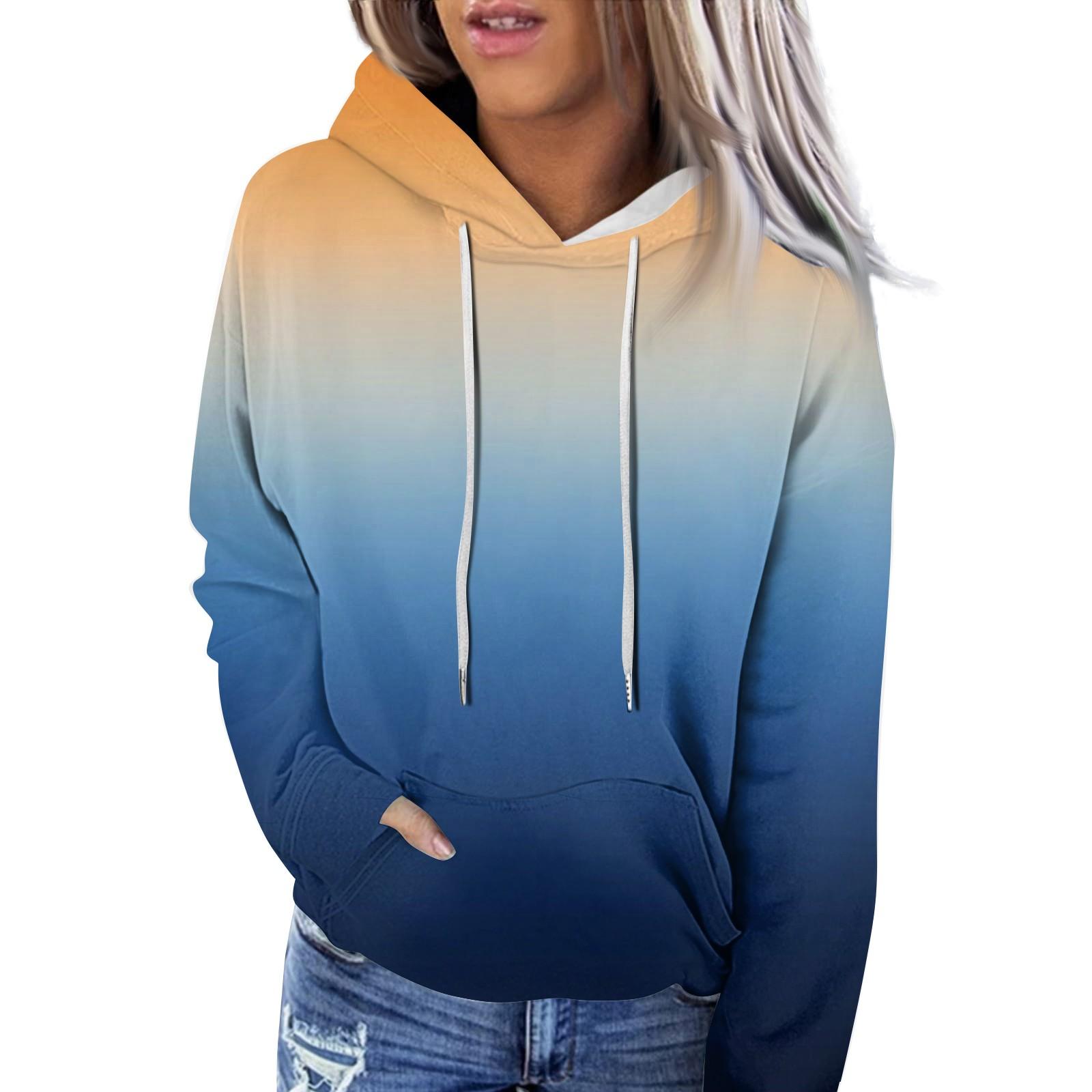 

Женская модная повседневная толстовка с капюшоном и градиентным принтом с длинным рукавом M