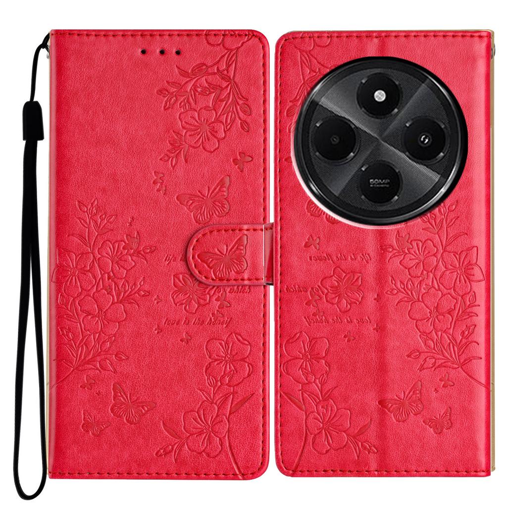 For Xiaomi Redmi A4 5G Wallet Phone Case Butterfly Floral Imprint Leather Flip Cover