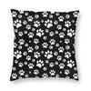 Love Dog Paws And Bones Pattern Throw Pillow Cover With Short Plush Print For Living Room Sofa Decoration Cushion Cover