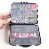 Angelzubehör-Set mit Tackle Box 263-teilig/Set inkl. Zange, Jighaken, Senkblei, Gewicht, Wirbel, Druckknöpfe, Senkblei, Gleitstücke