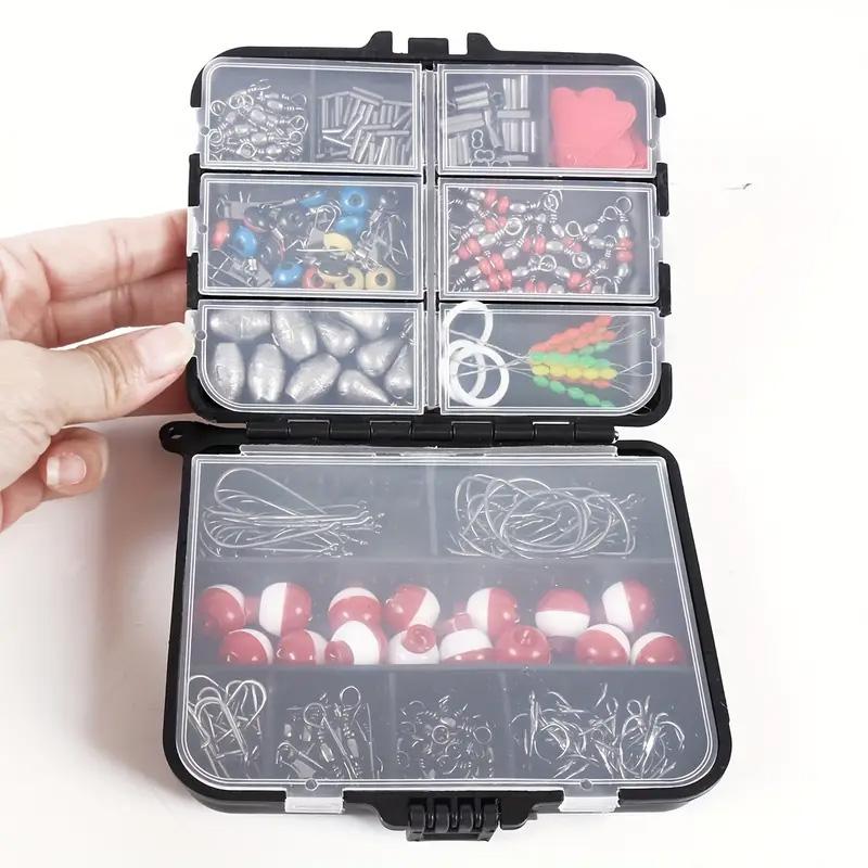 Angelzubehör-Set mit Tackle Box 263-teilig/Set inkl. Zange, Jighaken, Senkblei, Gewicht, Wirbel, Druckknöpfe, Senkblei, Gleitstücke