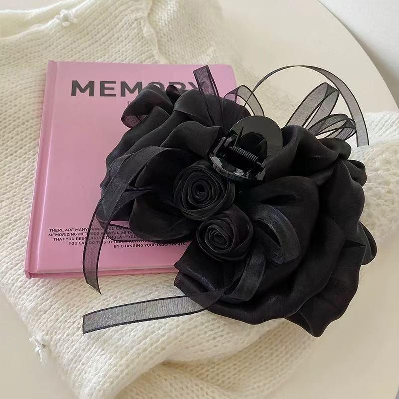 Sweet  Rose Bow Hair Clip For Women Girls Mesh Gentle Elegant Shark Clip Temperament Versatile Hair Accessories Gifts