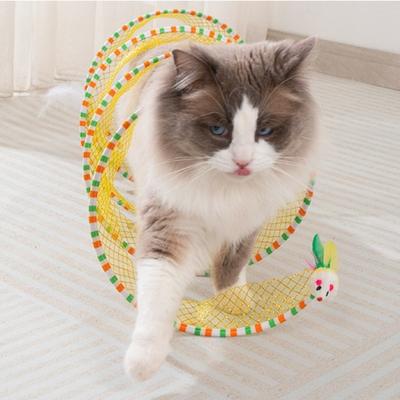 Cat Tunnel Toy Foldable Interactive Self Play Cat Hunting Spiral Tunnel Toy with Plush And Feather Toys for Cats Decompression Spring Kitten Toys