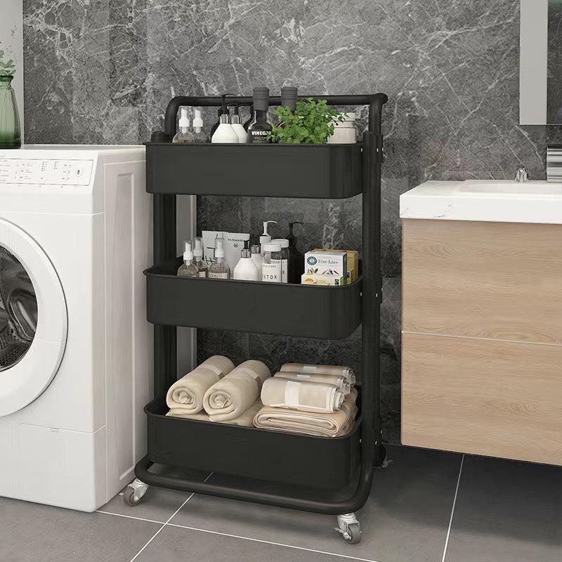 Lask Carbon Steel Multi-Layer Movable Kitchen & Bathroom Storage Trolley Frame Height 6cm