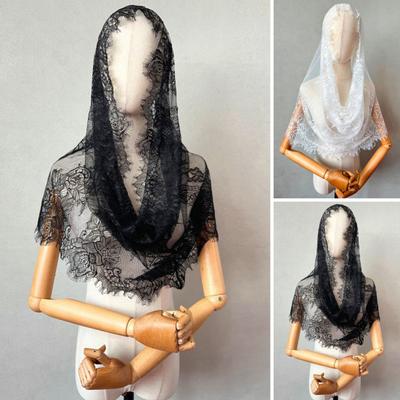 Brud Spets Slöja Genomskinlig Spets Tunn Mantilla Blommig Broderi Enfärgad Helig Traditionell Vintage Bröllop Bal Särskilda Tillfällen Huvudbonad