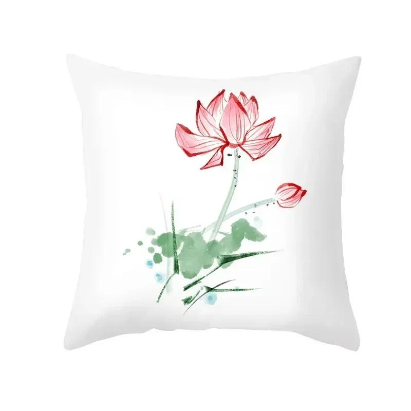 Frische Tuscheblumen-Druck Kissenbezug Büro Wohnzimmer Auto Ornamente Heim-Kissenbezug