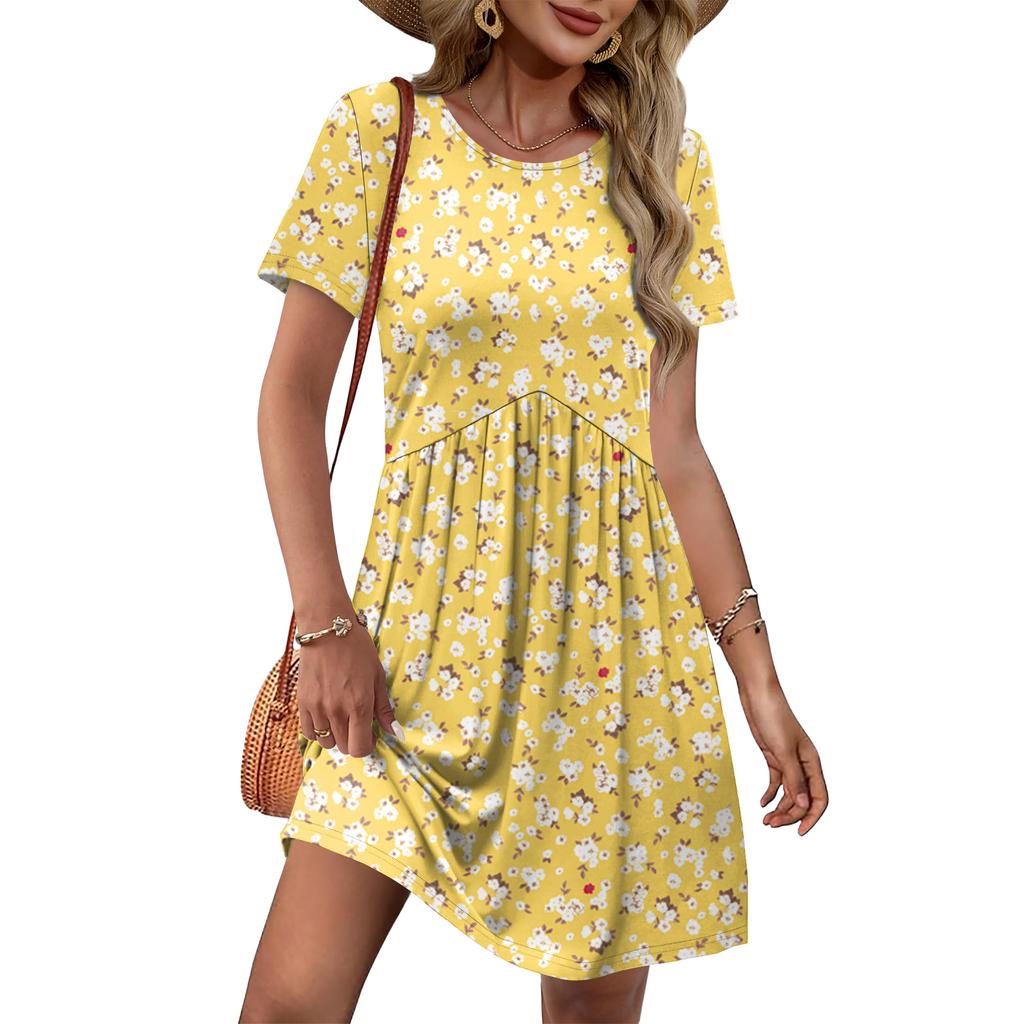 Dresses For Women Short Sleeve O Neck Casual Dresses Waist Maternity Dress With Pockets