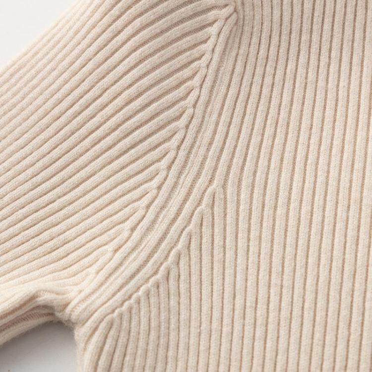 Chic Ribbed Knitted Sweater Dress Autumn Winter Long A-line Full Sleeve Thick Pullover Party Wear