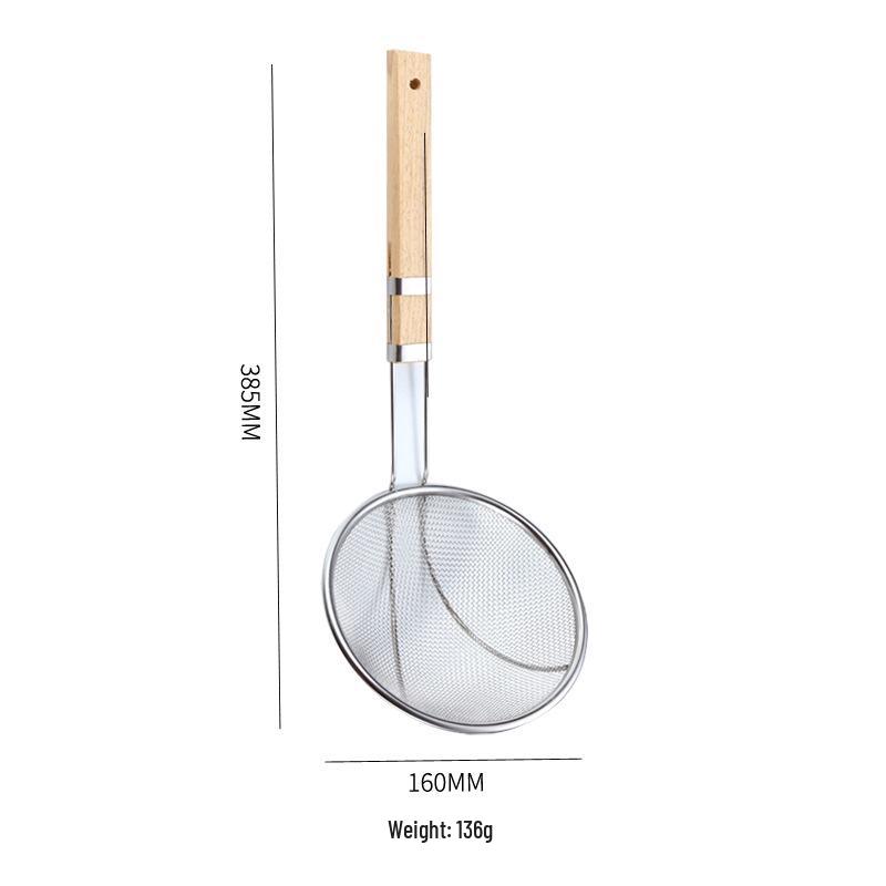 Große Nudelsieb-Schöpfkelle aus Edelstahl & Holz