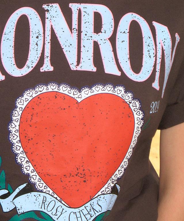 RONRON Ronron Heart Laurel Over Fit T Shirt Charcoal