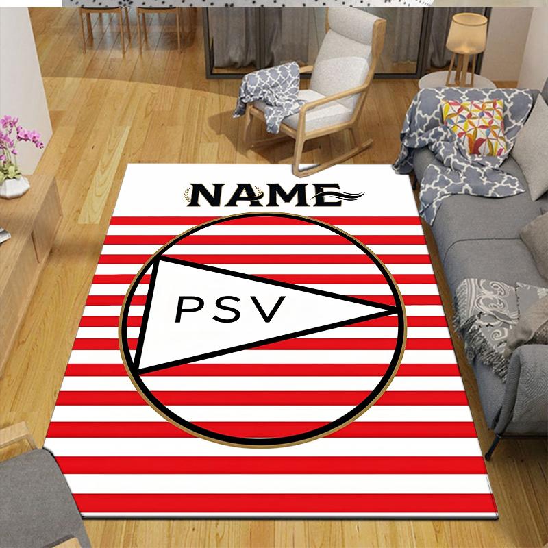 Custom Name,PSV Eindhoven Home Sofa Decoration for Living Room & Bedroom, Non‑Slip Play Flannel Floor Mat for Game Room