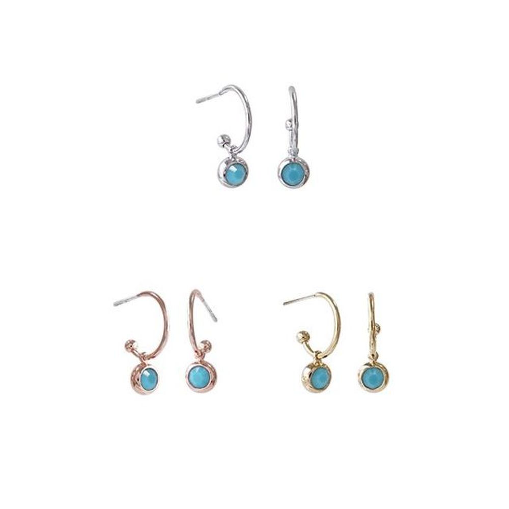 E369 4mm Turquoise Austrian Crystal Earrings (3 Types)