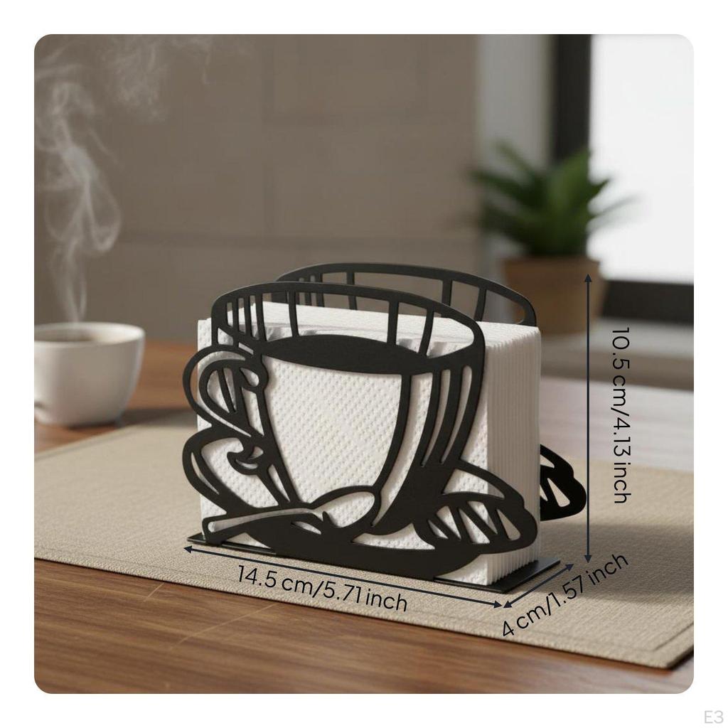 Hollowout Metal Napkin Rack Creative Style Black Iron Holder Decorative Tabletop Tissue