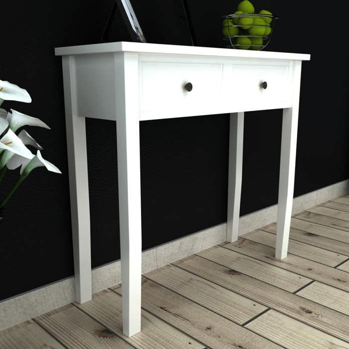 VidaXL Table de console et coiffeuse avec 2 tiroirs Blanc