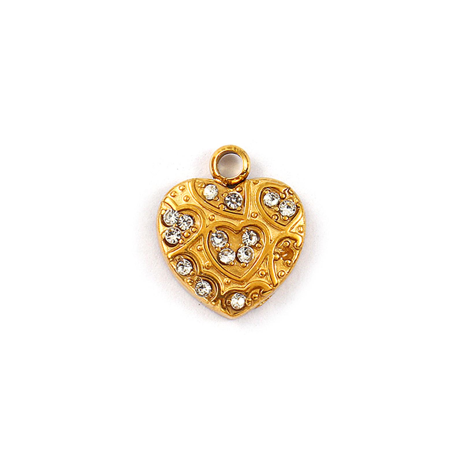 

2 PCs 304 Stainless Steel Valentine s Day Heart Charms 18K Gold Plated Micro Pave Clear Rhinestone Pendants For Necklace DIY