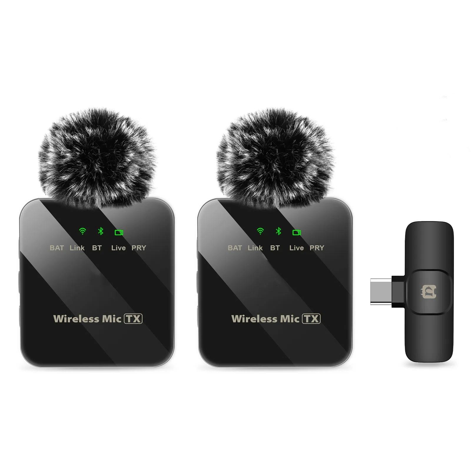 

Беспроводной петличный микрофон, портативный аудио- и видеозапись, мини-микрофон для iPhone, Android, наружный микрофон для прямой трансляции на телефон 2 For Type-C