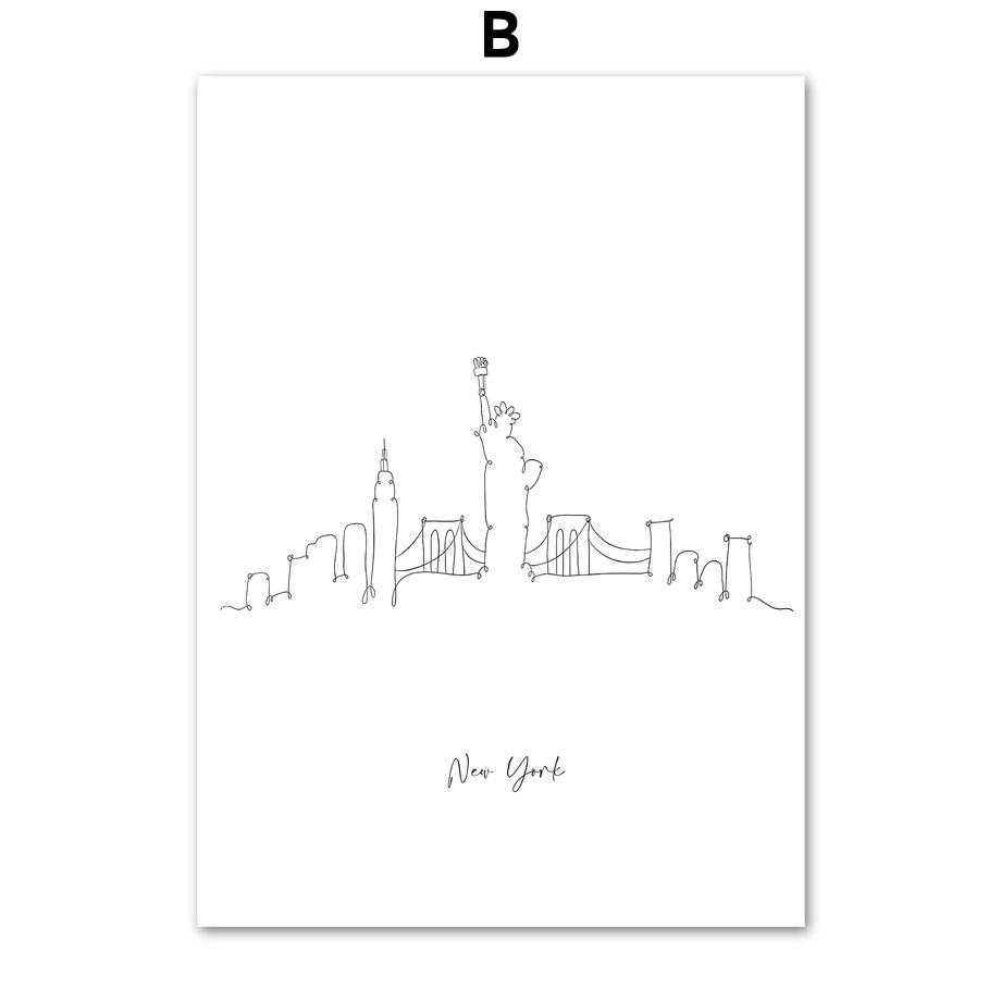 Paris New York London Sydney Taj Mahal Line Wall Art Print Canvas Painting Nordic Poster Modern Decor Picture For Living Room